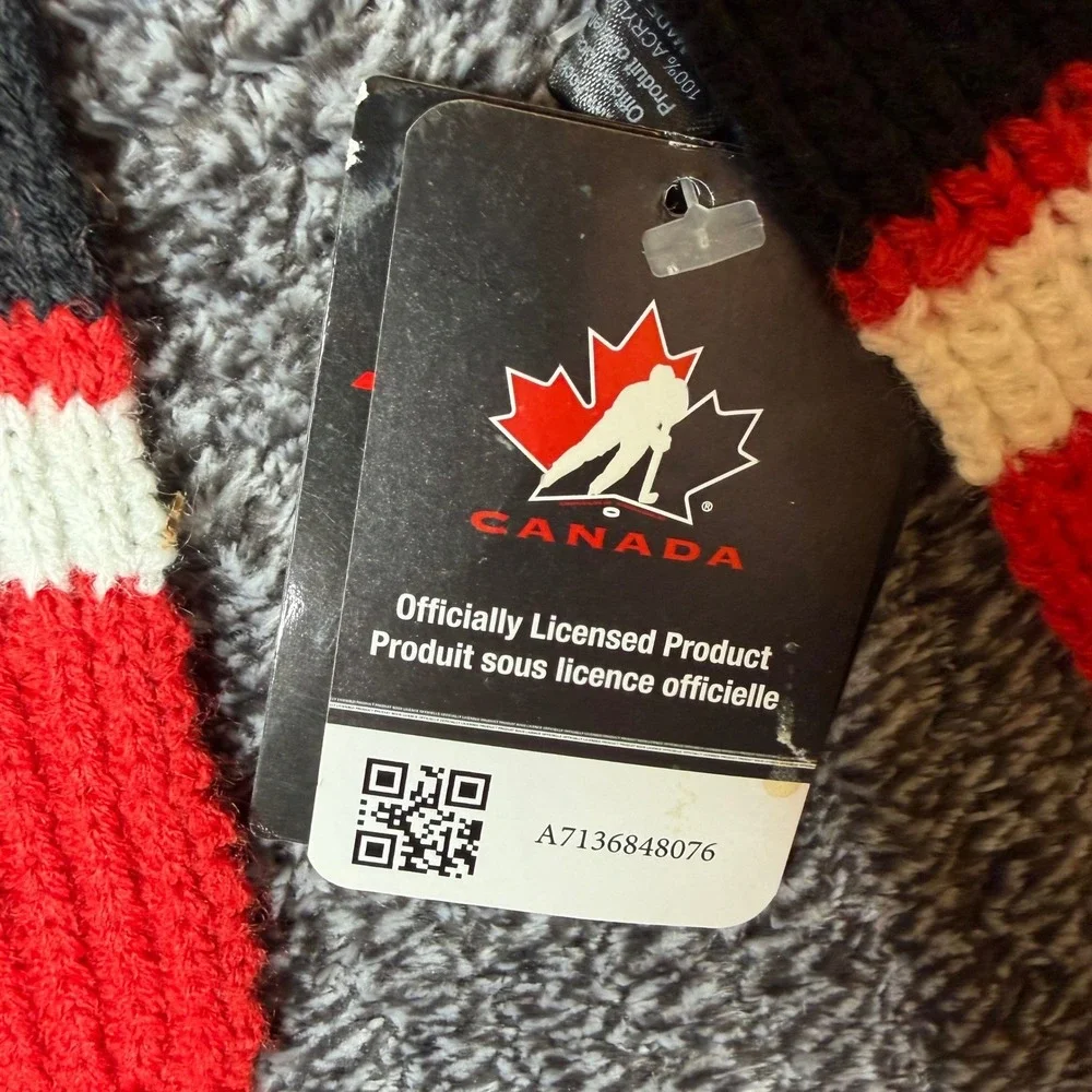 Hockey Canada Saga Sports Scarf Red White Black Knit Team Canada NWT